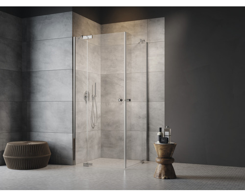 Jungborn hoekinstap SETTE 75 x 75 cm, profielkleur chroom, helder glas met vuilafstotende glascoating en buffergreep