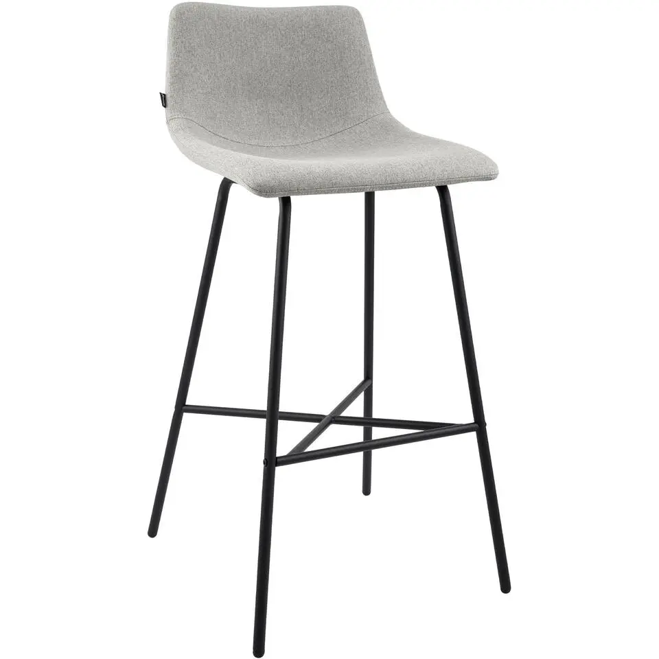 CLP Barkruk Altona zwart Frame - Stof - grijs