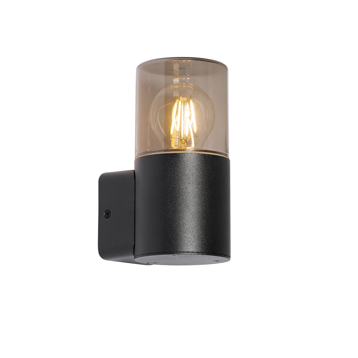 Moderne zwarte buitenwandlamp met gerookte kap IP44 - Odense