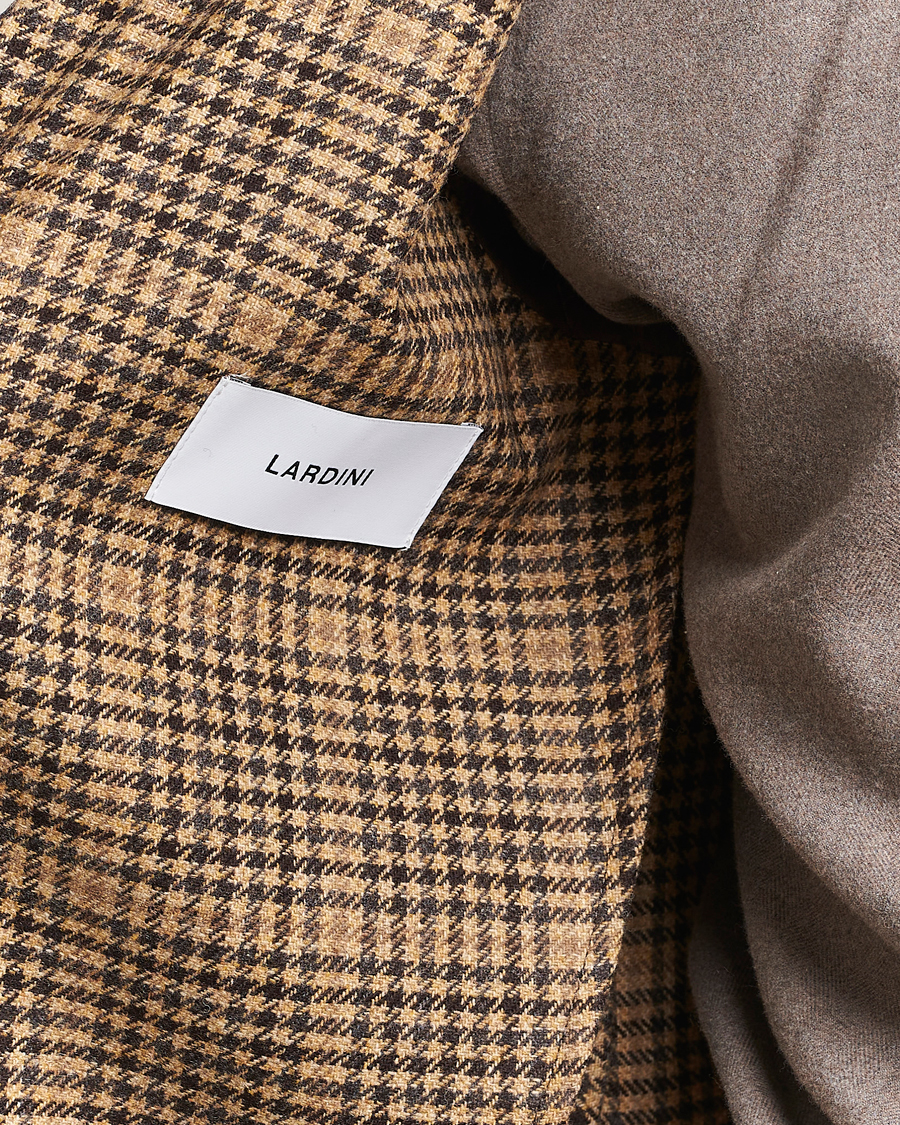 Lardini Wool/Cashmere Houndstooth Overcheck Blazer Brown