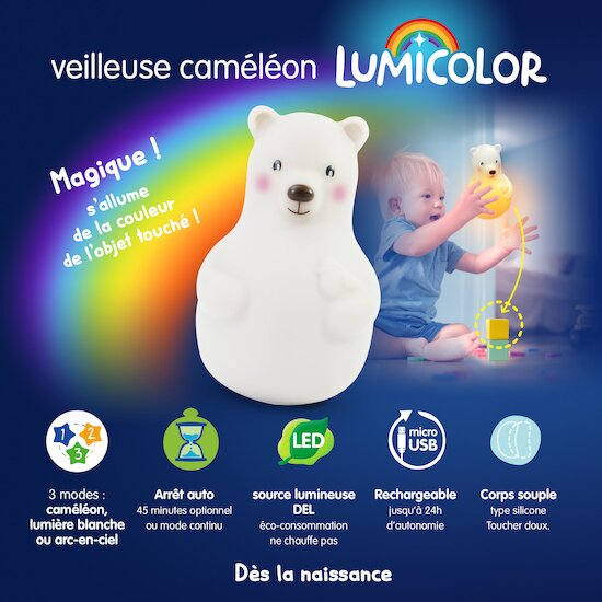 Ours Lumicolor   Blanc        de               Pabobo