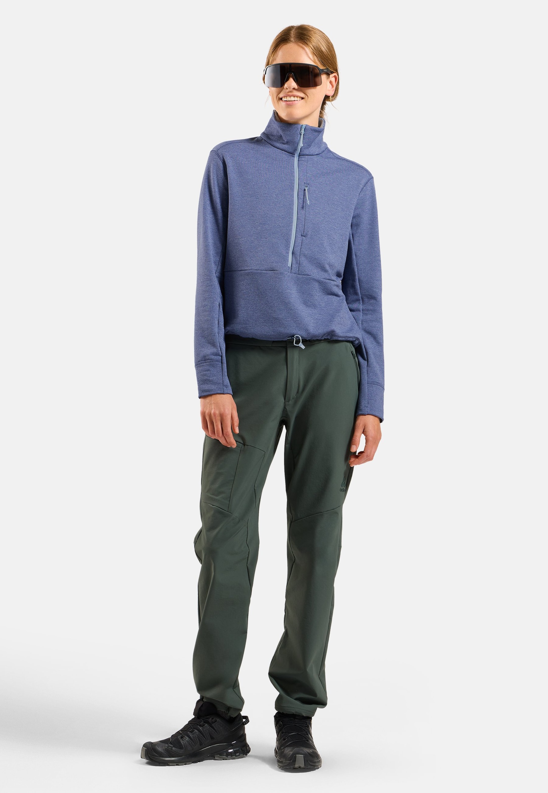 Essentials Multisport Mid Layer aus Grid-Fleece mit Halbreissverschluss in Blue heron melange