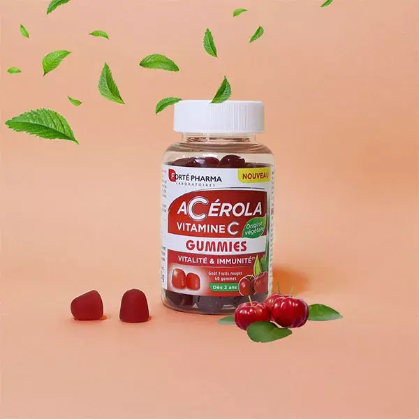 Forté Pharma Gomas de Acerola com Vitamina C - 60 Gomas para Aumentar a Energia e Combater a Fadiga
