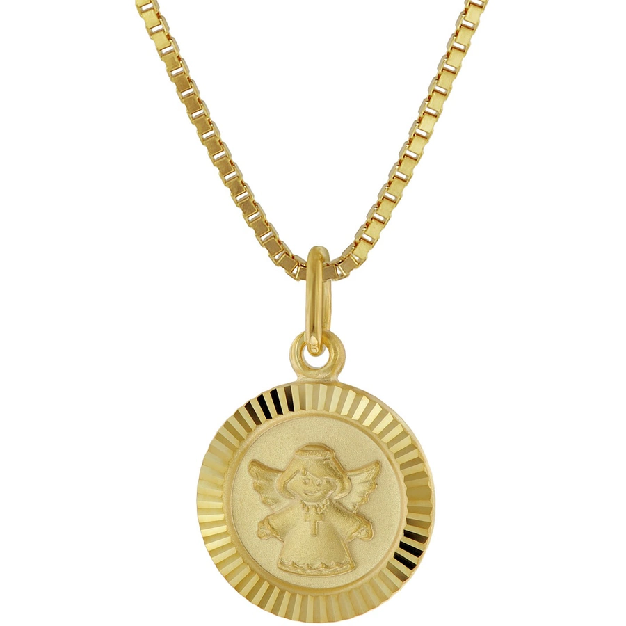 trendor Kinder-Anhänger Engel Gold 750 (18K) mit vergoldeter Silberkette gold