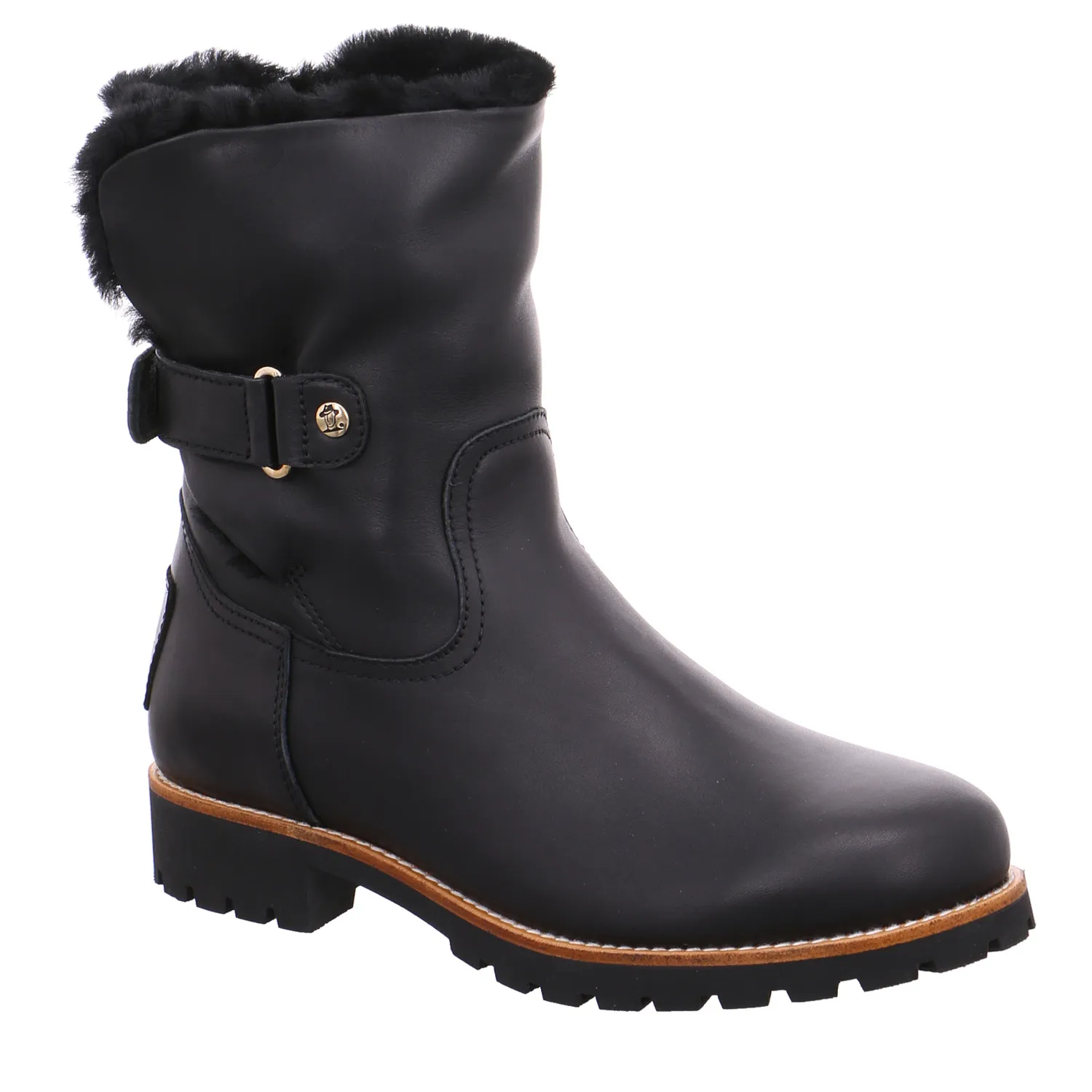 PANAMA JACK Boot Schwarz Leder  mit Lammfell-Futter