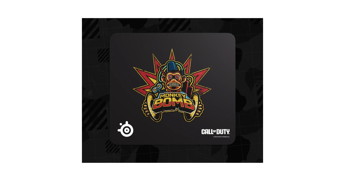 SteelSeriesQcK L x Call of Duty: Monkey Bomb Edition gaming muismat  (Zwart, Large, Inclusief in-game Weapon Charm)