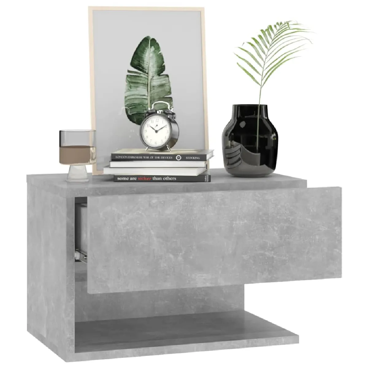 vidaXL Table de chevet murale - Gris Béton