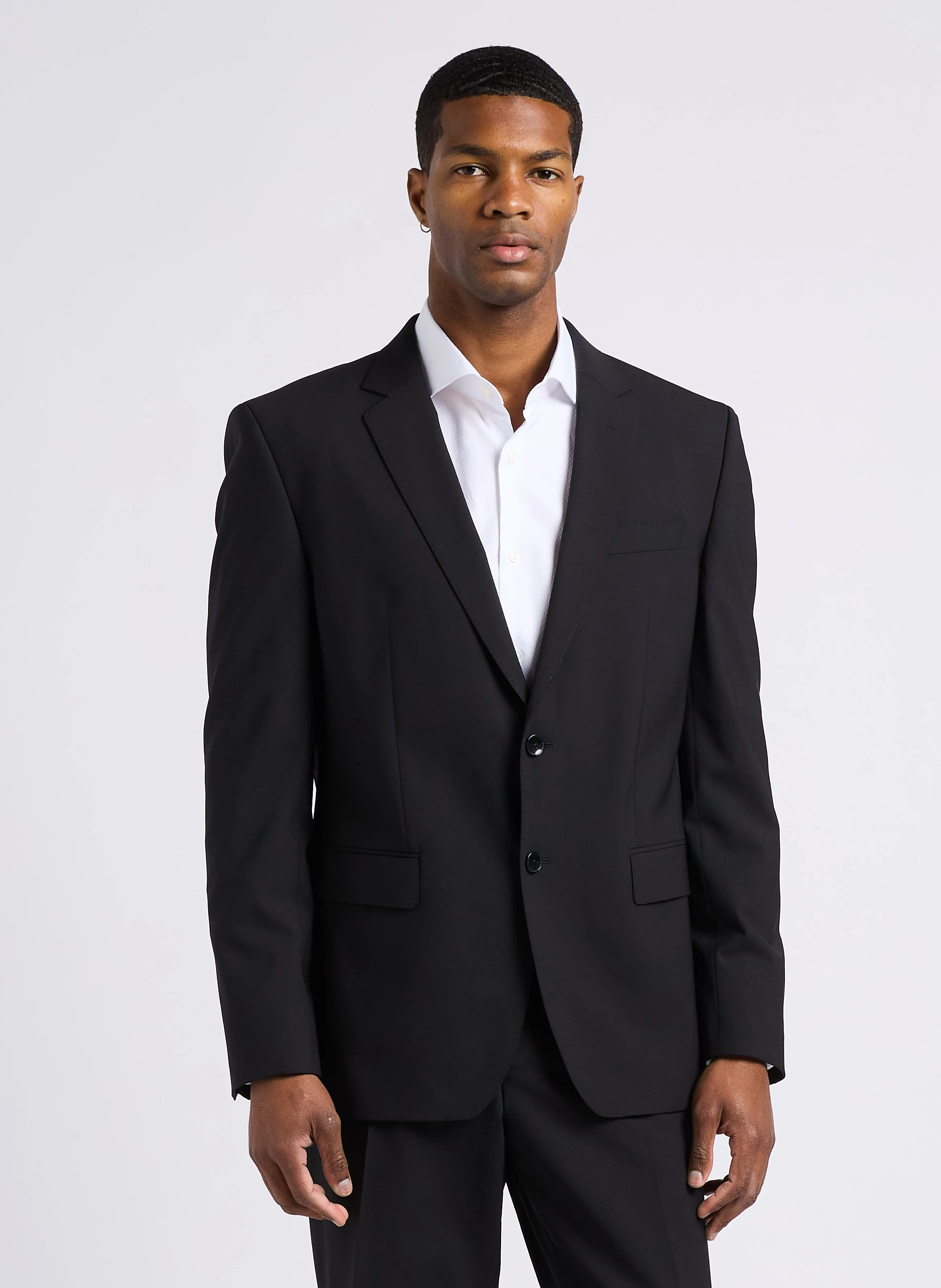 Costume slim-fit en laine mélangée | Noir