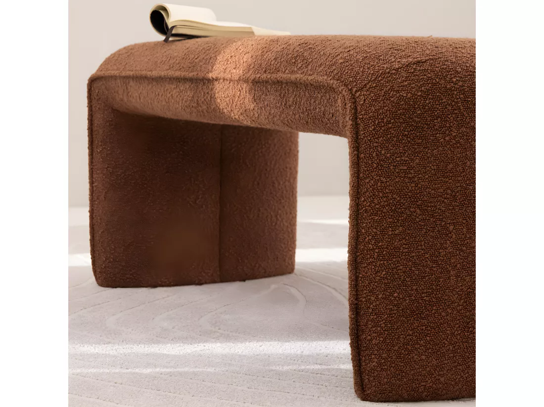 Full - Banc rembourré en tissu bouclette L100cm - Rouille