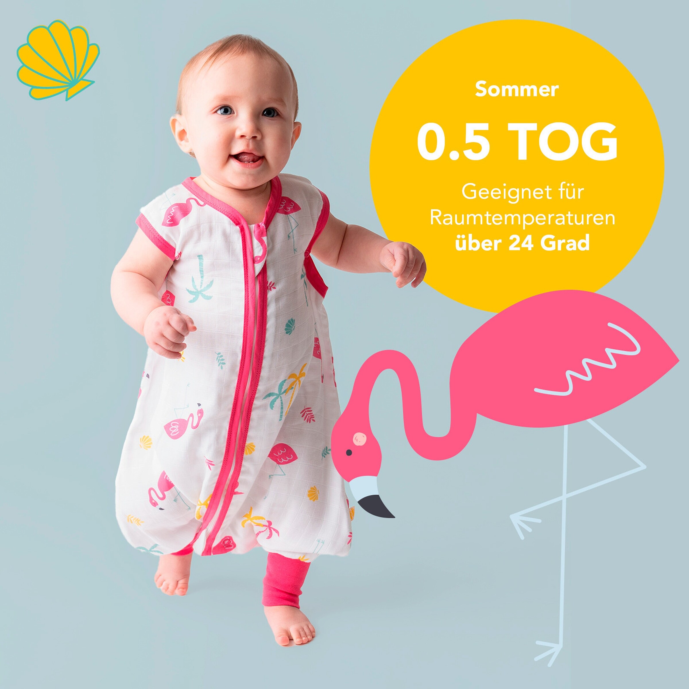 schlummersack Schlafsack mit Füßen 0.5 Tog Flamingo