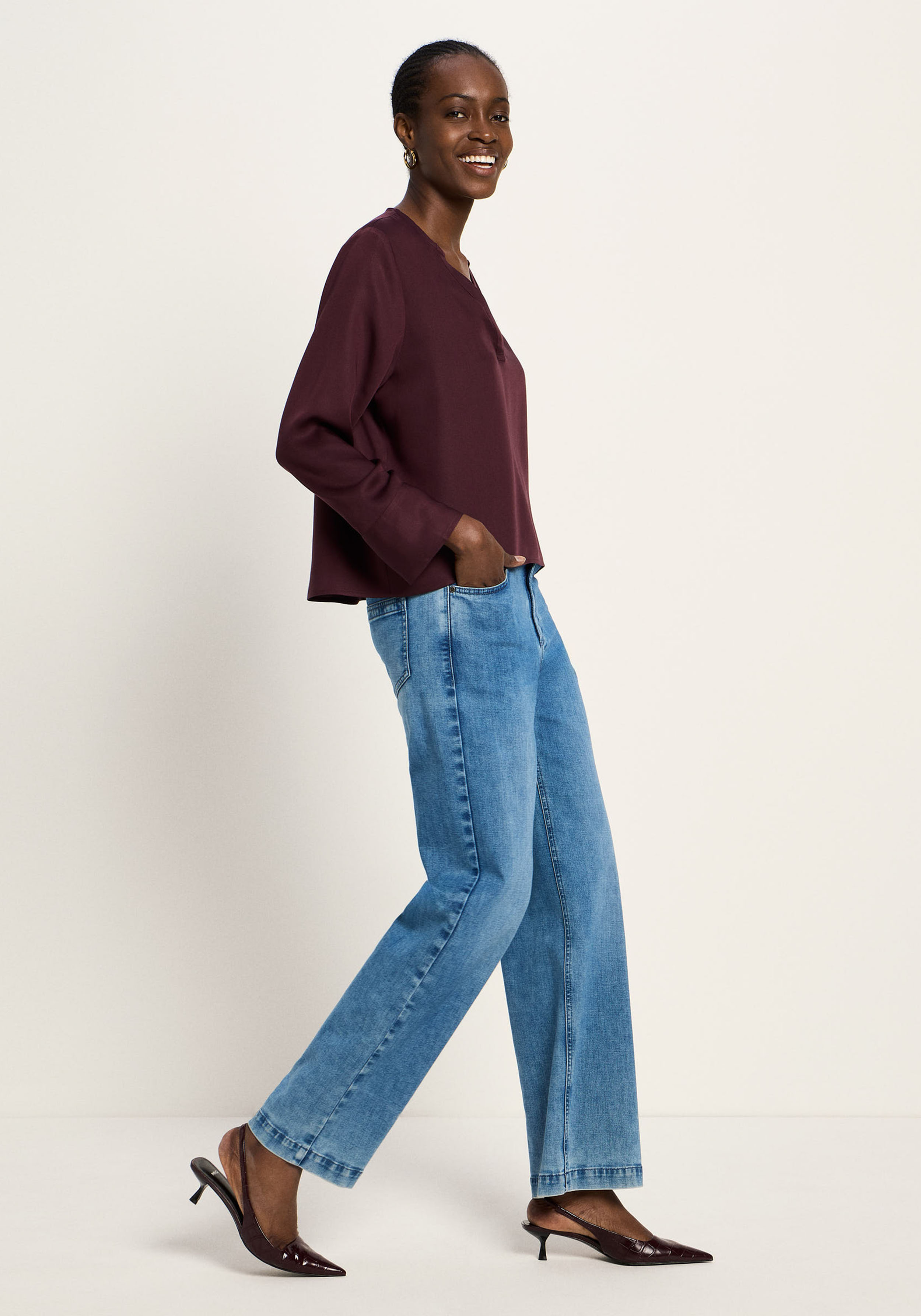 Lanius Bluse Aus Tencel Bordeaux