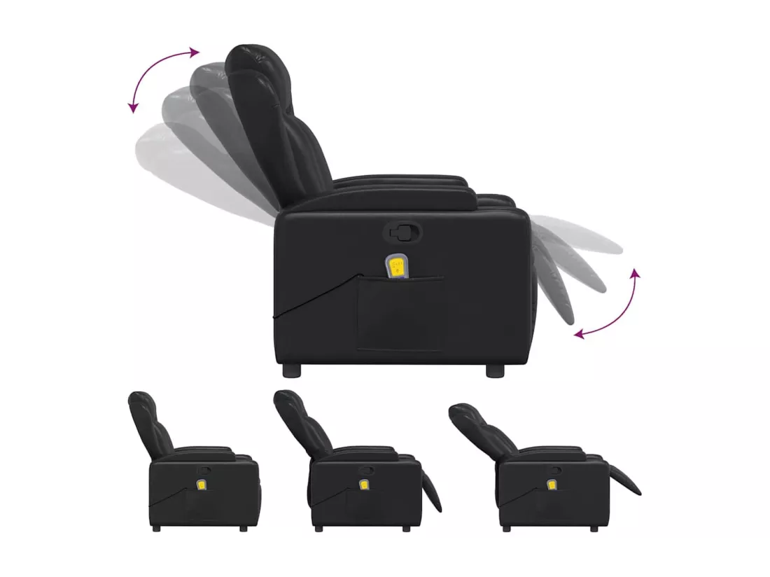 Fauteuil de massage inclinable Noir Similicuir