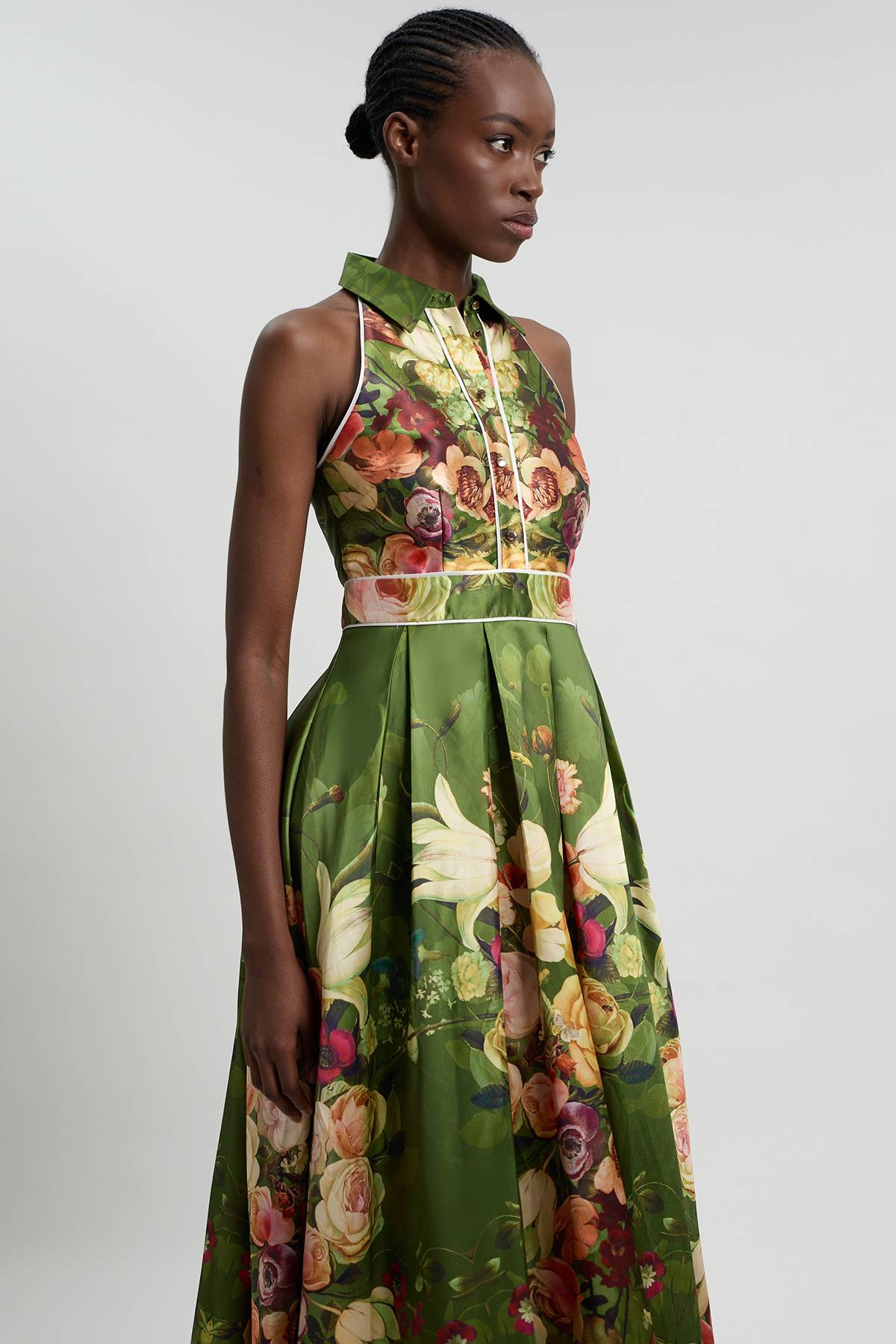 KarenMillen Robe Longue À Col En Sergé Fleuri