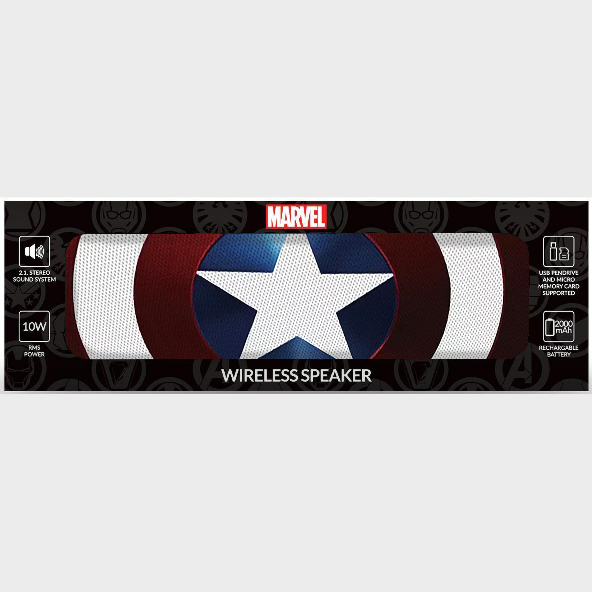 Alto-falante Bluetooth estéreo 2.1 para laptop sem fio 10w Capitão América Marvel
