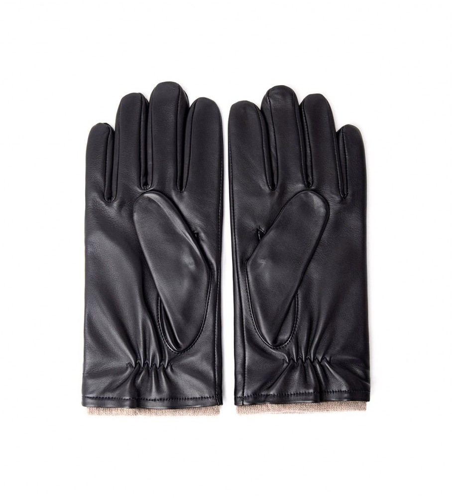 Luvas Hackett de couro com forro preto