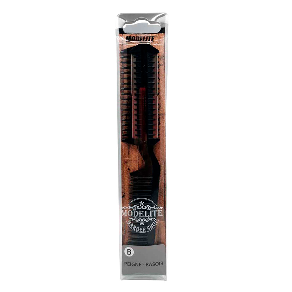 Peigne Barber rasoir 2 en 1 en plastique noir 23.5cm