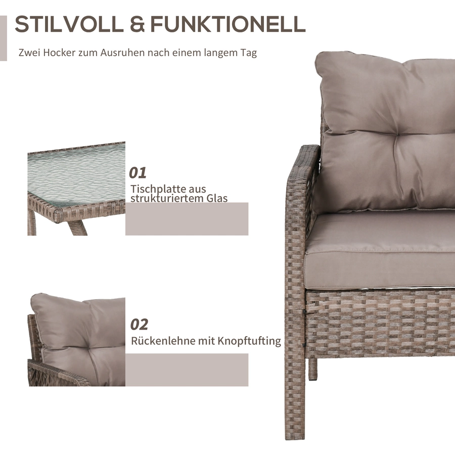 Outsunny Rattan Sitzgarnitur 5-teilig braun