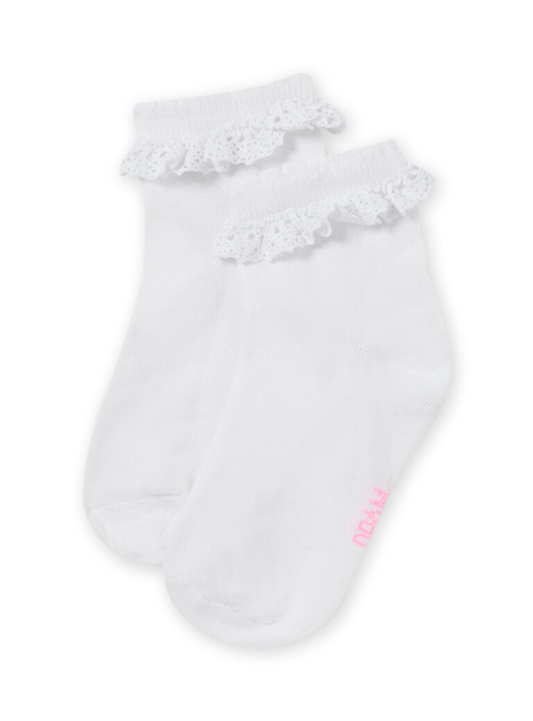 Chaussettes écrues détail dentelle enfant fille