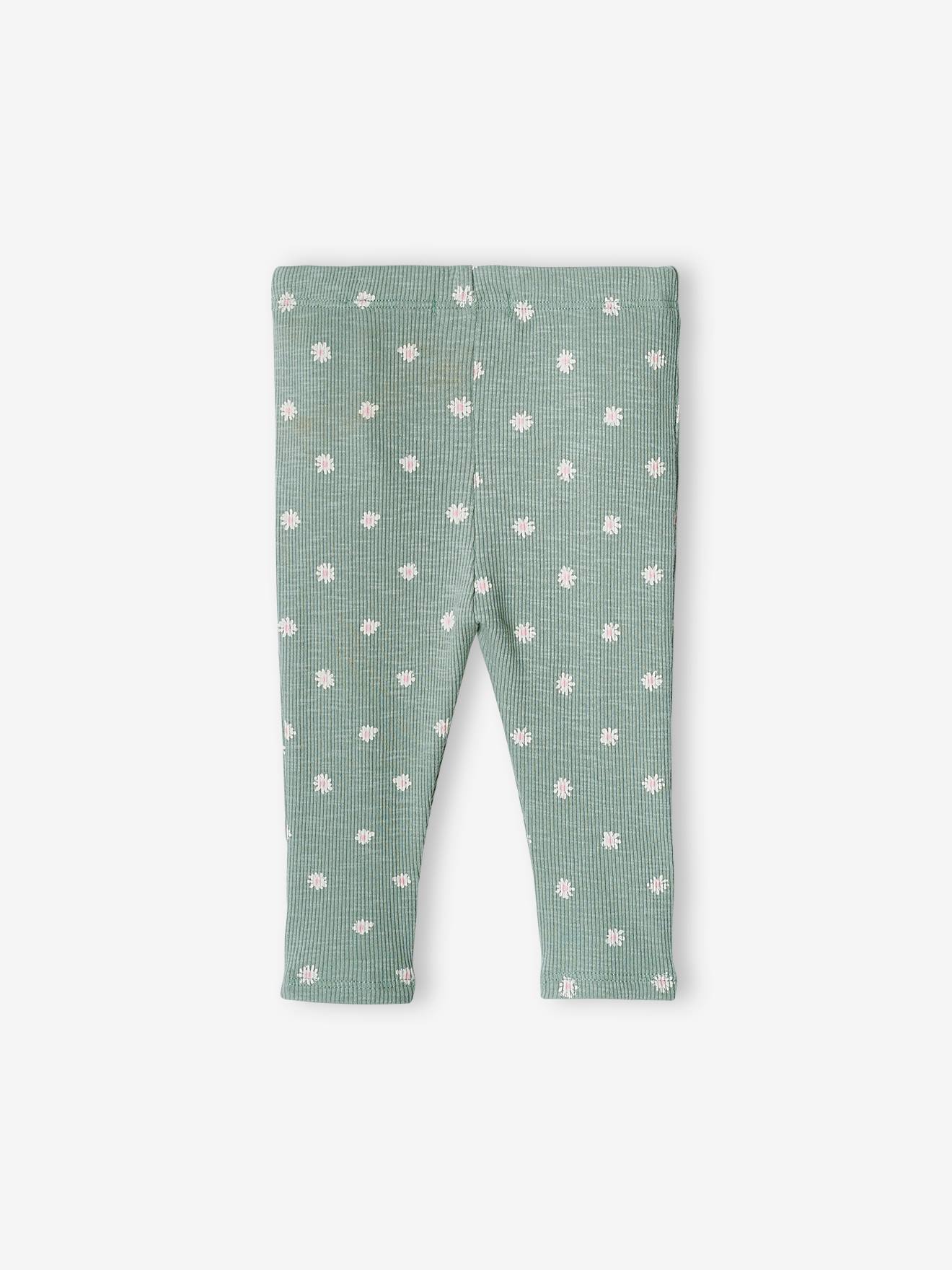 Leggings caneladas verde-salgueiro para bebês