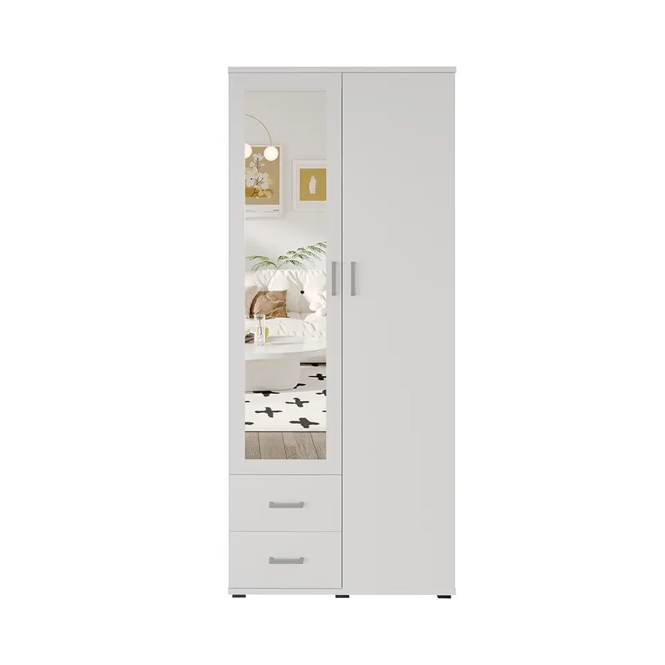 Interiax Kledingkast 'Lena' - Wit - 2 Deurs - 185x80x52cm