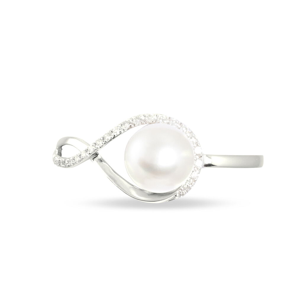 Bague Davy Or Blanc Perle De Culture Et Diamant