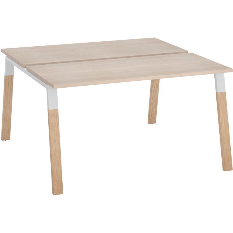 Pôle de 2 bureaux ECLA profondeur 126 cm piètement métal et bois