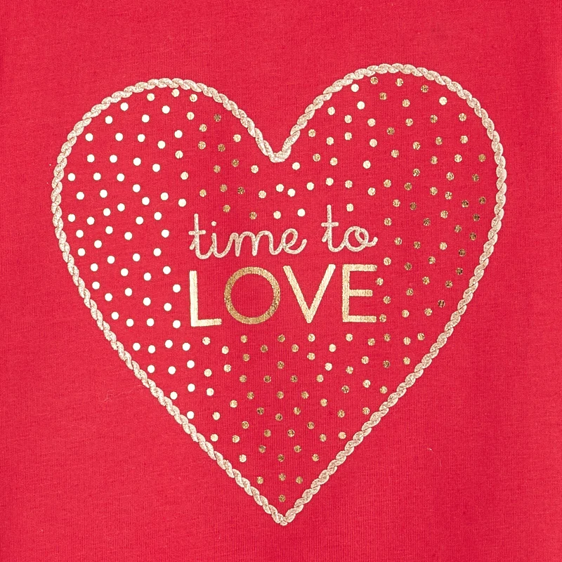 T-shirt cœur brillant rouge bébé fille Rouge