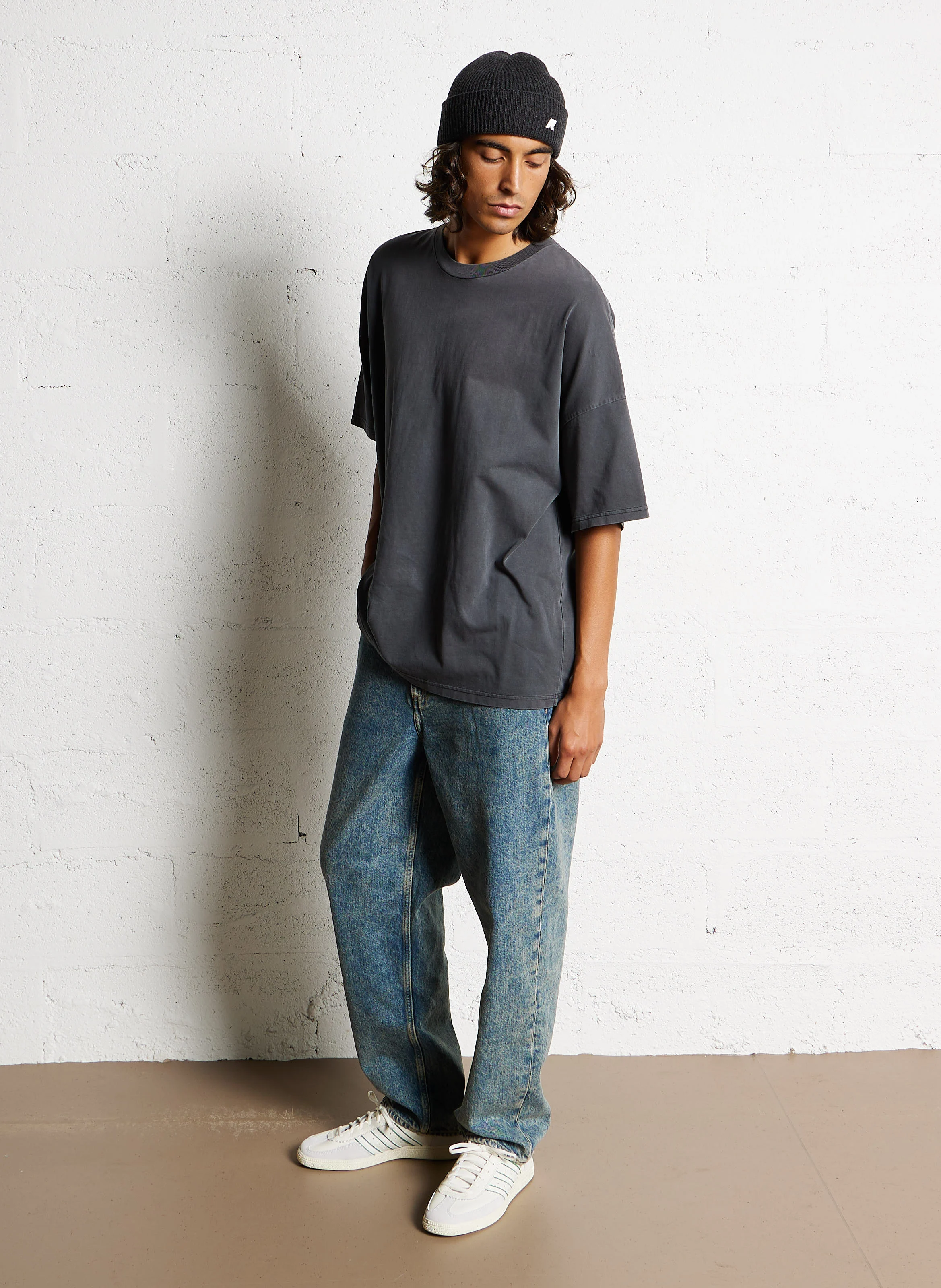 FIZVALLEY - Tee-shirt regular-fit col rond en coton | Gris
