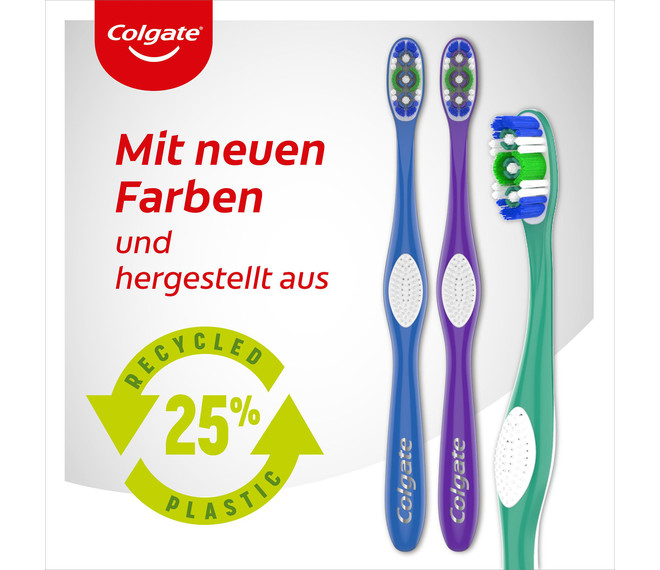 Colgate 360° Whole Mouth Clean Mittel Zahnbürste Entfernt bis zu 151% mehr Bakterien