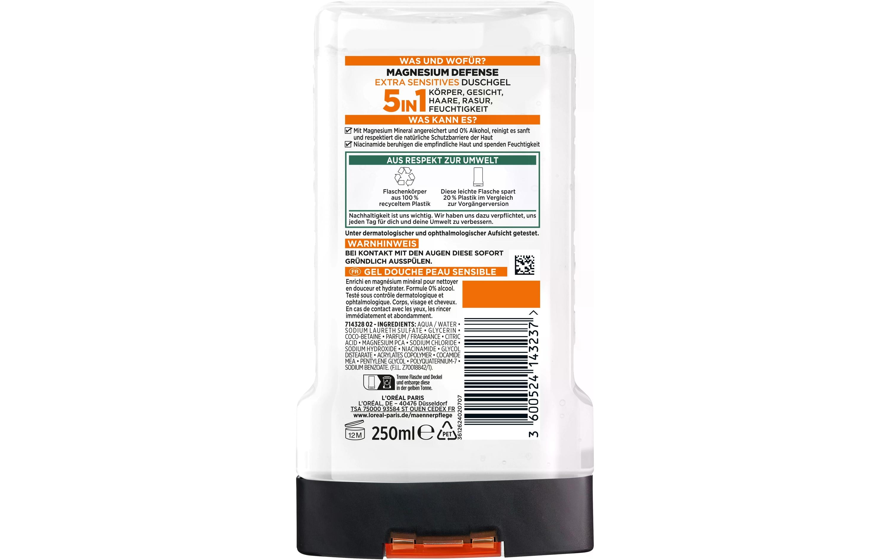 Duschgel Magnesium Defense Extra Sensitiv 250 mlPflegedusche stärkt die Schutzbarriere der sensiblen Männerhaut