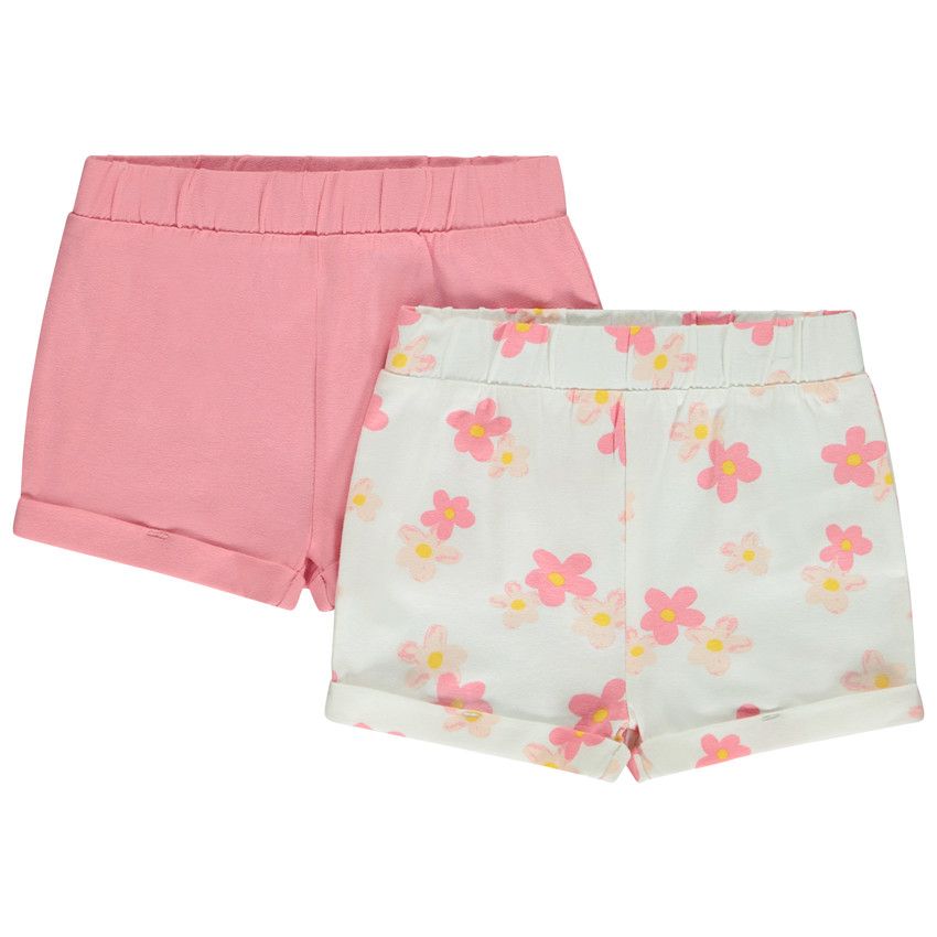 Lot de 2 shorts fantaisie en jersey pour bébé fille - Ecru