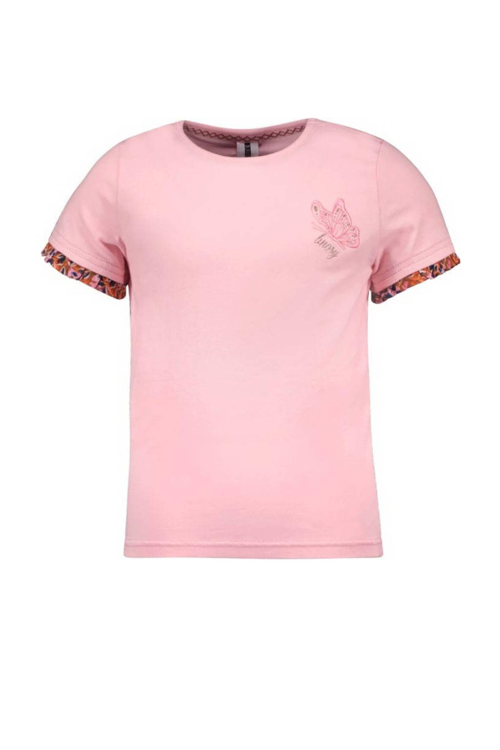 B.Nosy T-shirt met contrastbies zachtroze/oranje