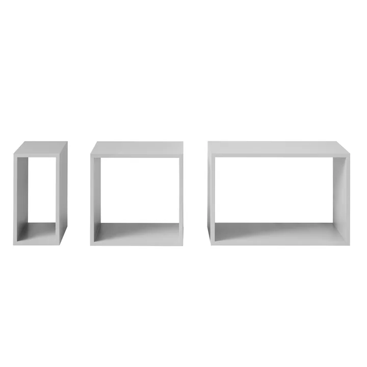 Muuto - Stacked System Regalmodul mit Rückwand, large / hellgrau