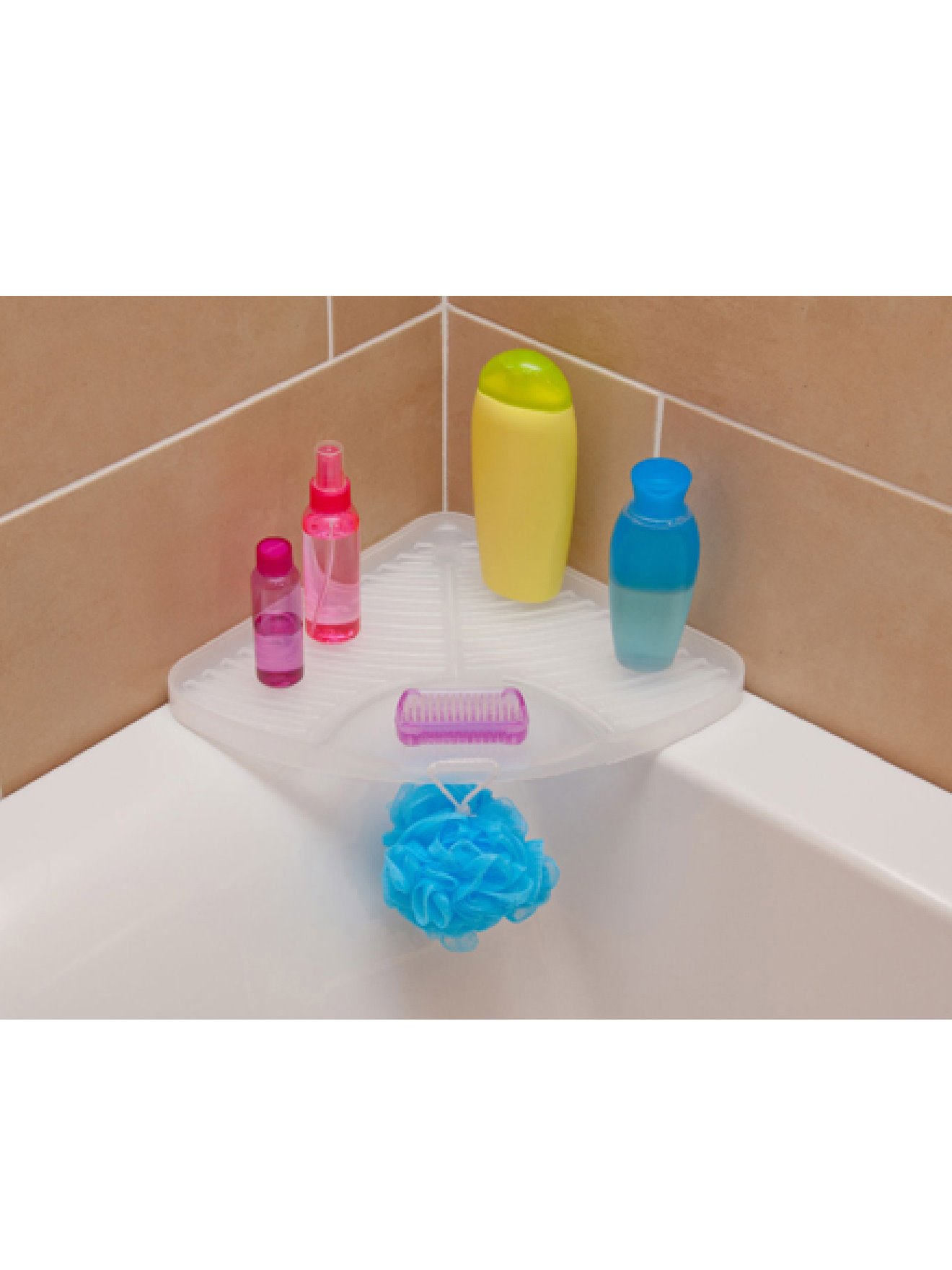 Etagère d'angle baignoire, avec ventouse