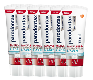 Parodontax Whitening Tandvlees   Gevoeligheid & Adem Tandpasta 6x75ML