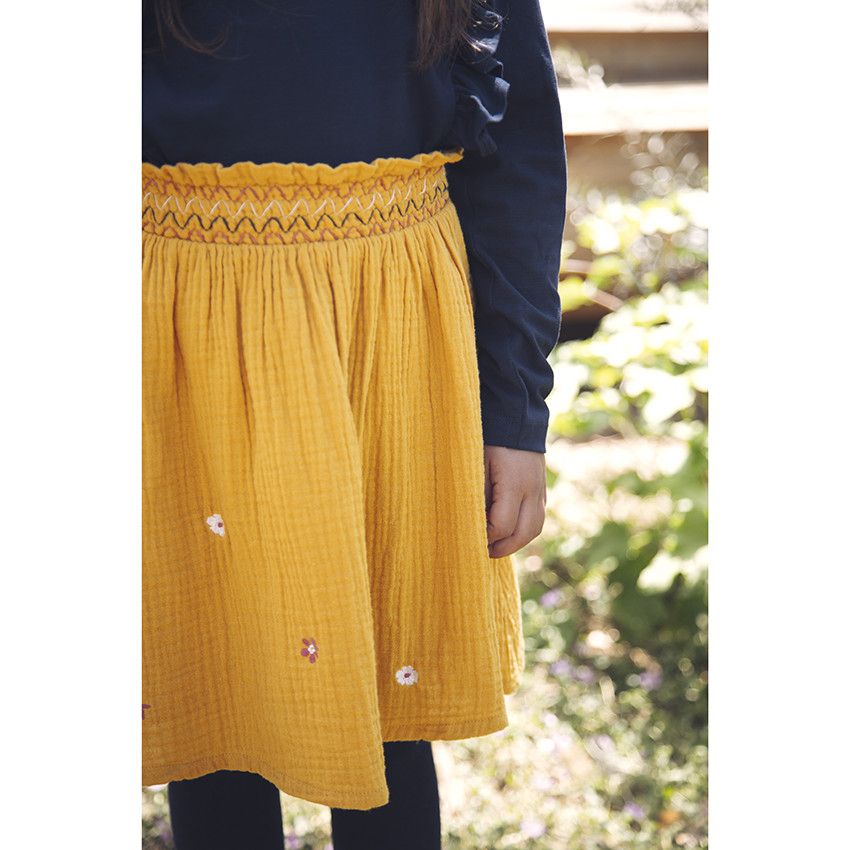 Jupe jaune à fleurs pour enfant fille - Jaune