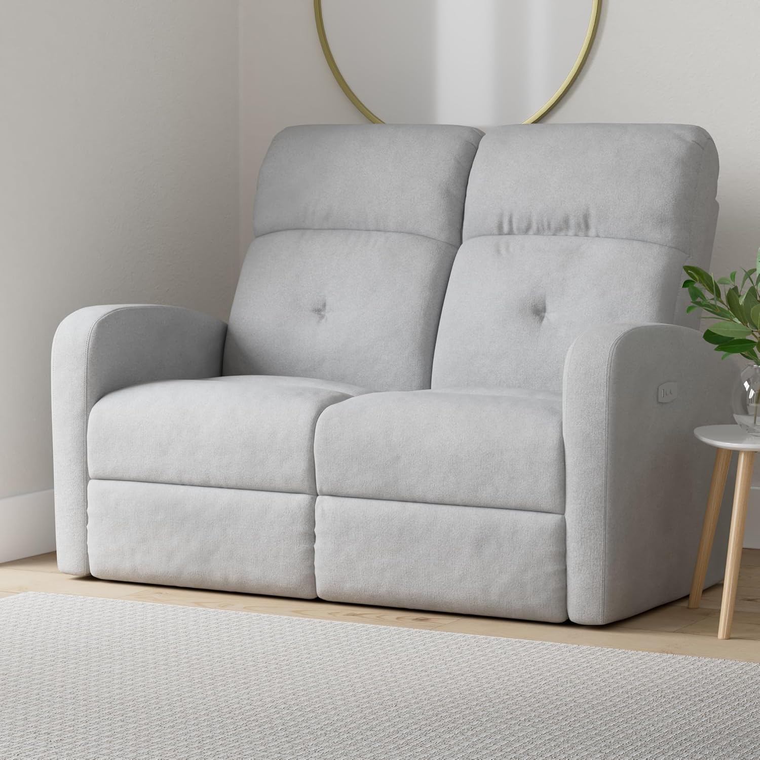 GARDENIA Elektrisches Sofa, 2-Sitzer, neigbar, mit Knöpfen, Cindy, Grau