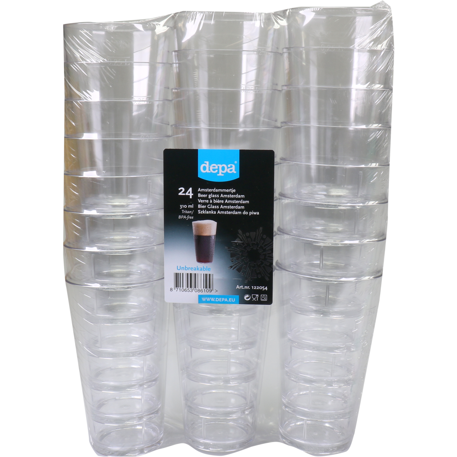 Depa Glas, amsterdammertje, reusable, onbreekbaar, pETG, 330ml, transparant