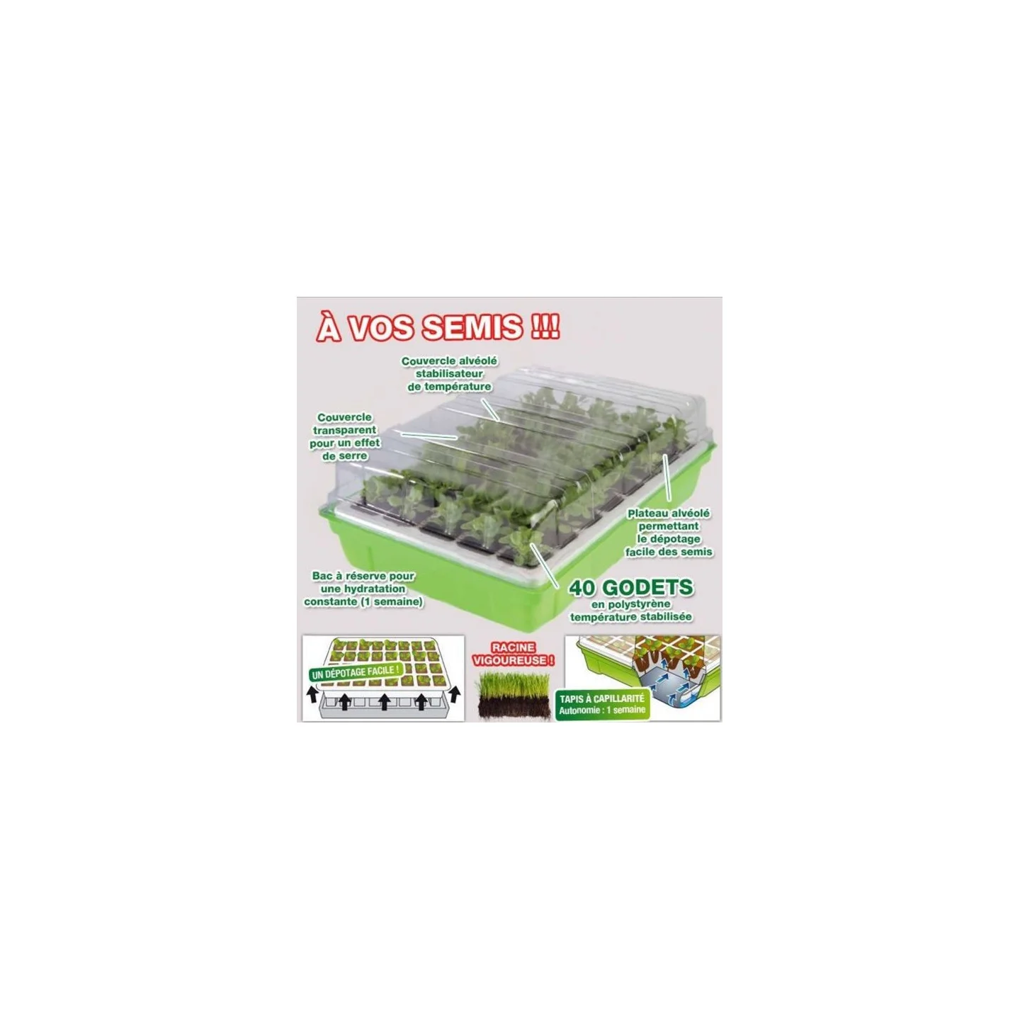 Kit de germination 40 godets lot x2 pour semis