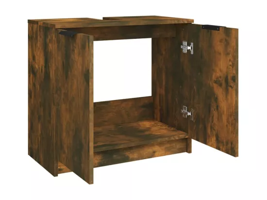 Armoire de bain Chêne fumé 64,5x33,5x59 cm Bois d'ingénierie
