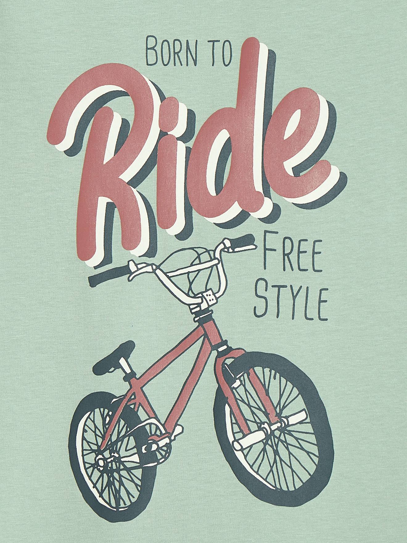 Camiseta verde menta com tema BMX para meninos