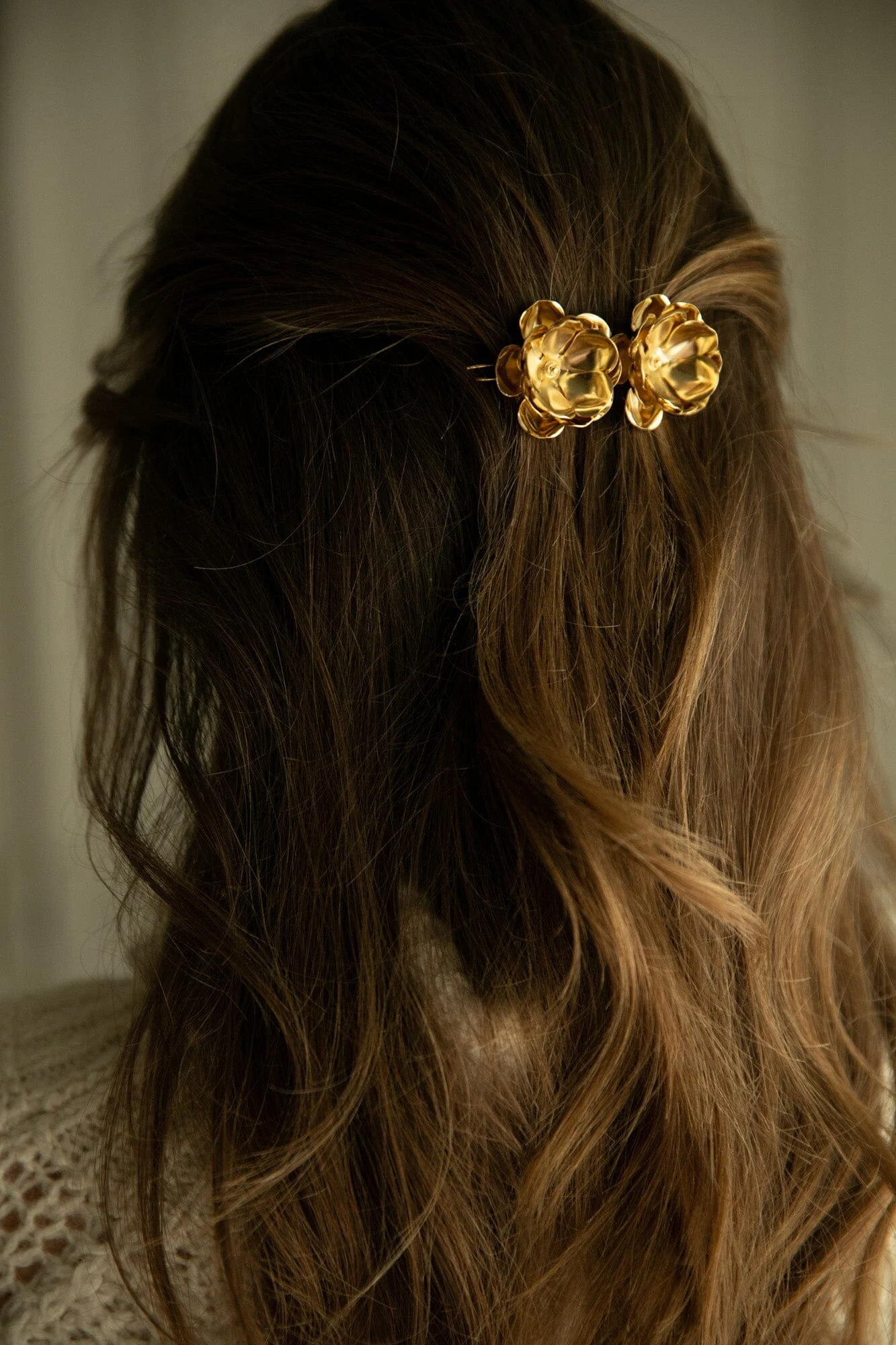AGLAÉ - Maxi barrette fleurs doré à l'or fin | Doré