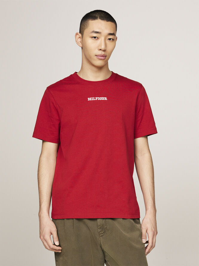 Tommy Hilfiger MONOTYPE STITCHING TEE Dark magma