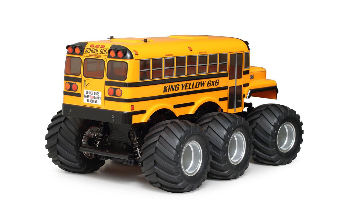 Monster Truck King Yellow 6x6 G6-01 Bausatz, 1:18<br>3-Achs Off-Road Monstertruck mit Schulbus Karosserie