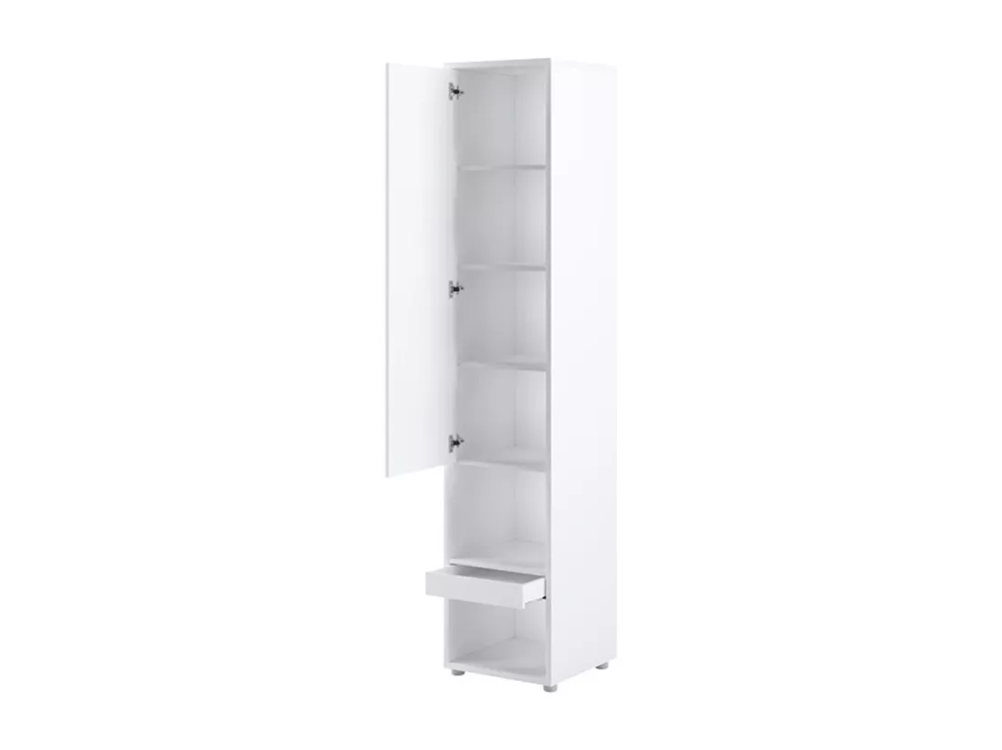 Lit escamotable vertical gris mat avec 2 armoires de rangement Noby-140x200