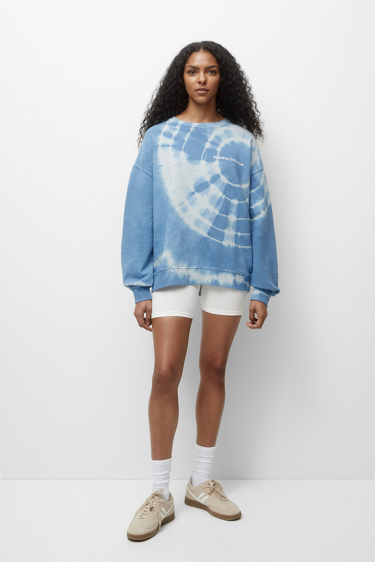 MOLETOM TIE-DYE COM TEXTO - AZUL