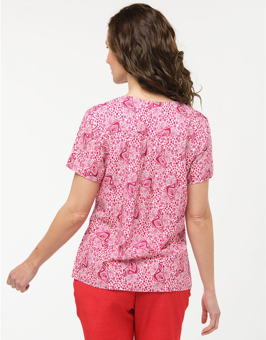 Blouse broderies rouge