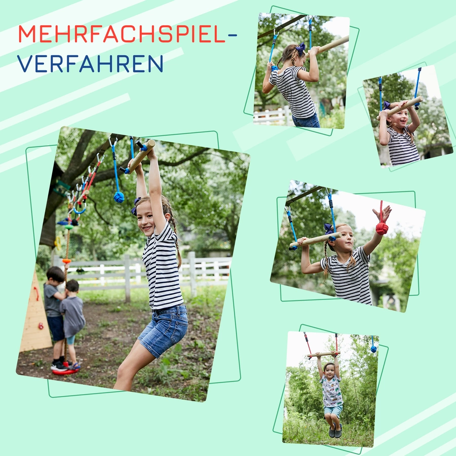 Outsunny Kinder-Kletterset mit viel Zubehör mehrfarbig