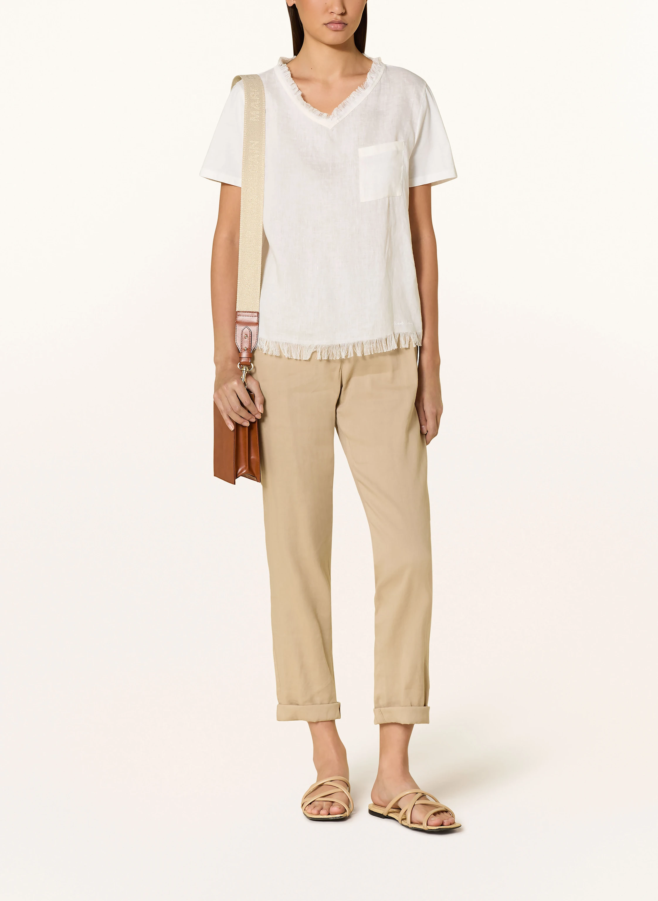 MARC CAIN Blusenshirt im Materialmix mit Leinen