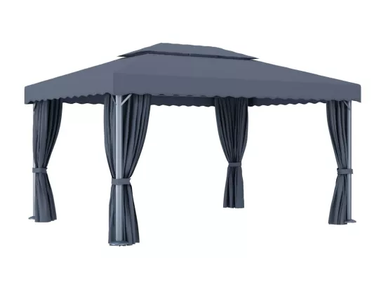 Tonnelle avec rideau 4x3 m Anthracite Aluminium
